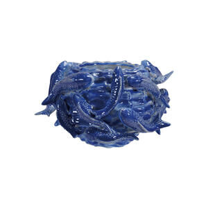 MAG-Handmade Planter 3D Fish (Holds 4" Pot) 10-1/2" Round x 6-1/4"H Stonware